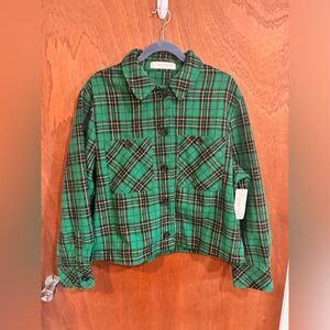 NWT Le Soeurs Green Plaid Jacket size L